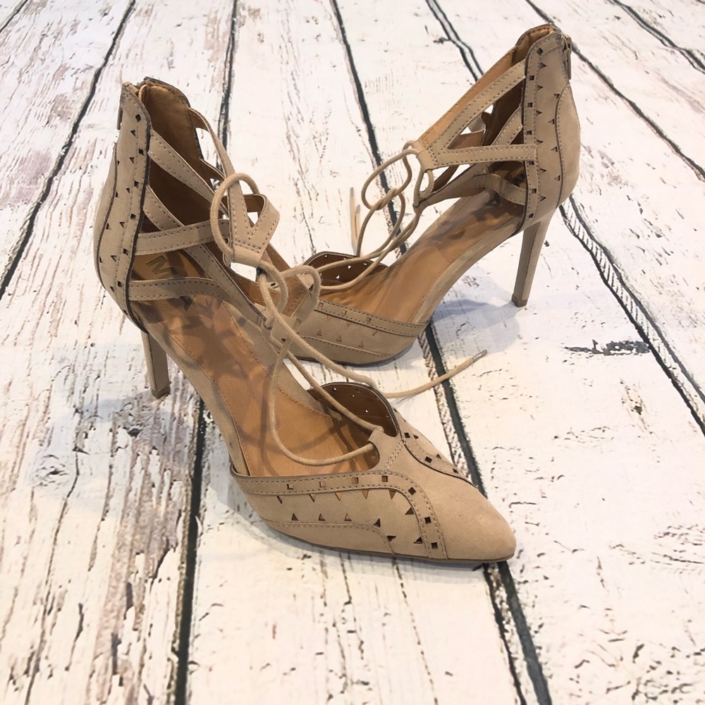 MIA lace up nude heels * size 9.5